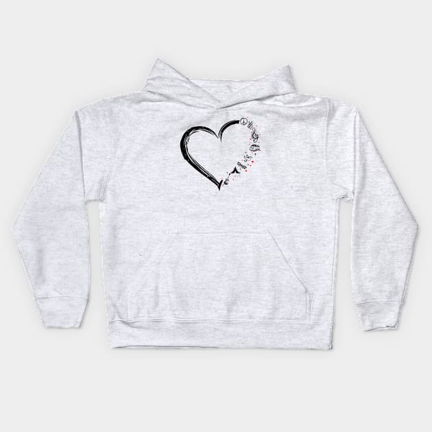 Hippie Heart Kids Hoodie by Raul Caldwell